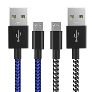 PS4 Controller Charger Charging Cable 10ft 2 Pack Nylon Braided Extra Long Micro USB 2.0 High Speed Data Sync Cord…