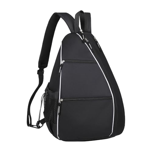 TONGIHS 1 Piece Pickleball Bags – Reversible Crossbody Sling Bag/Backpack – Pickleball Sling Bags – Contains Rackets, Balls and Accessories (Black)