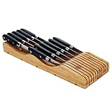 SafeHouseware Bamboo In-drawer Knife Block Storage Organizer Holder