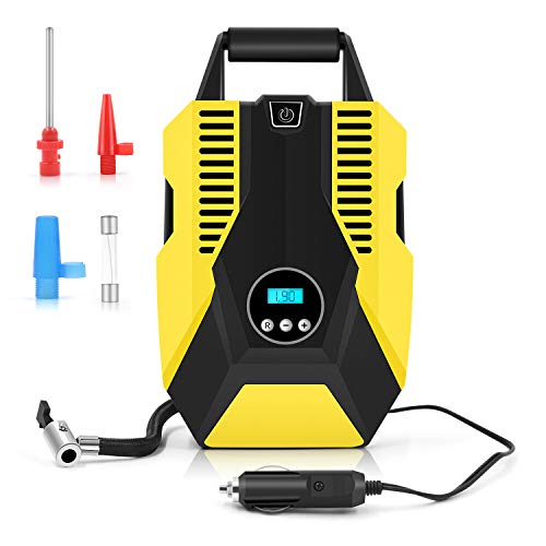 VXDAS Car Tire Inflator,Portable Air Compressor Pump 12V DC Auto Digital Tire Pump 150 PSI Pressure Gauge with LED Light for Car Bicycle Balls Swimming Rings Toy