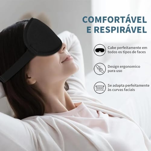 Máscara de Dormir 3D Blackout Total – Tapa Olho Confortável com Bloqueio de Luz – Ideal para Sono Profundo, Viagem e Descanso Premium