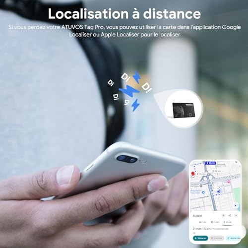 VOCOlinc Dual System Air Tag Card Pack of 2, Rechargeable Wallet Tracker Compatible with Android App Google Locate or iOS Apple Locate, Locator for Wallet/Luggage/Bags