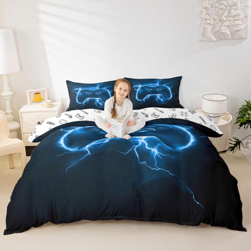 Manfei Blue Gaming Duvet Cover Set Twin Size, Modern Gamer Controller Bedding Set 2pcs, Video Games Gamepad Quilt Cover, Kids Boys Teens Room Decor, Soft and Breathable, 1 Pillowcase, No Comforter at Amazon