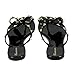 TENGYUFLY Womens Rivets Bowtie Flip Flops Jelly Thong Sandal, Black, Size 7.0