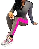 Jiujiuyi Women's Colorblock Sweatsuit Jumpsuit Overalls One Piece
