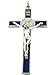 Vatican Imports St. Benedict Wall Crucifix with Colored Enamel and Booklet Explaining The St. Benedict Medal (Blue)