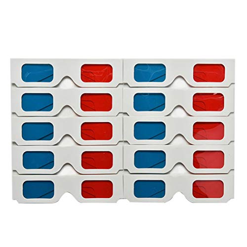 Tralntion 10pcs/Set Universal Paper Anaglyph 3D Glasses Red Blue Cardboard Movie Game DVD Video TV 3D Glasses