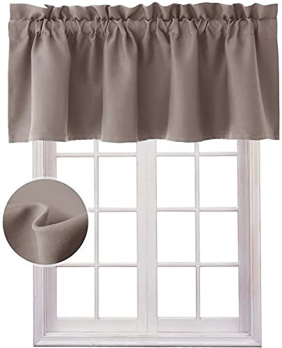 Hiasan Valance Curtains for Kitchen Blackout Thermal Insulated Solid Window Curtain Valance, Tan, 52 x 18 Inches, 1 Panel