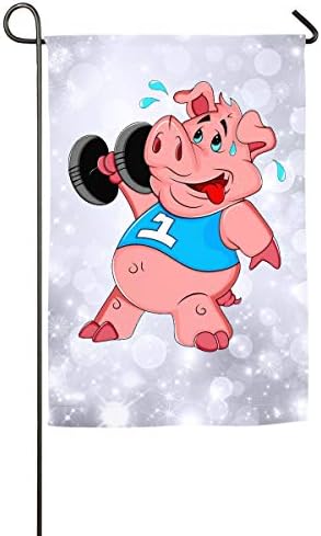 FOOOKL A Pig with A Dumb Bell Home Family Party Flag Hipster Welcomes The Banner Garden Flags