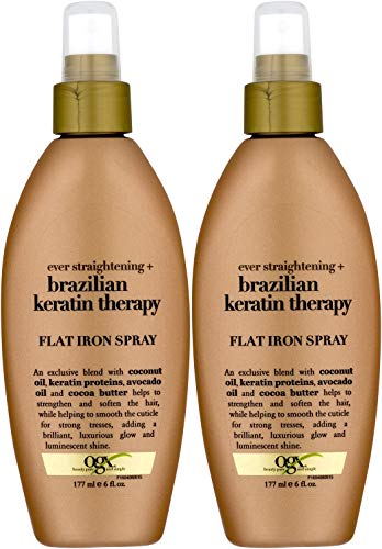 Organix Ever Straight Brazilian Keratin Therapy Flat Iron Spray, 6 Ounce (Set of 2)