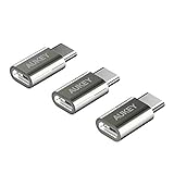 AUKEY USB C Adapter to Micro USB [3-Pack], USB OTG Supported, USB Type C to Micro USB Converter with 56k Ohm Resistor for Samsung S9/S9+, S8/S8+, Google Pixel 2/Pixel 2 XL, MacBook Pro 2017 (Black)