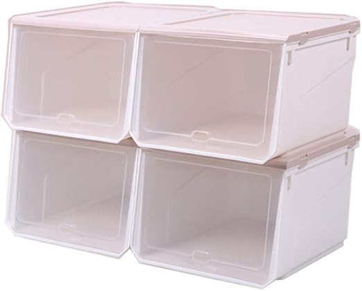 Caja de almacenamiento apilable con tapa abatible, Caja multifuncional