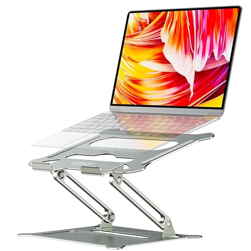 urmust Laptop Notebook Stand Holder, Ergonomic Adjustable Ultrabook Stand Riser Portable with Heat-Vent Compatible with MacBook Air Pro, Dell, HP, Lenovo Light Weight Aluminum Up to 15.6"(Gray)