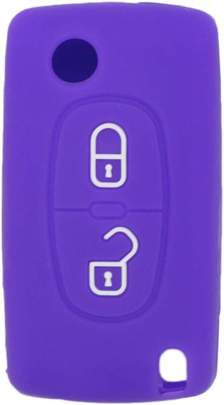 BROVACS Silicone Cover Protector Case Holder Skin Jacket Compatible with PEUGEOT CITROEN 2 Button Flip Remote Key Fob CV4302 Deep Purple