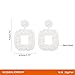 Statement Beaded Hoop Earrings, Drop Dangle Earrings Square for Women Girl Novelty Fashion Summer Accessories -VE133 White