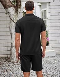 COOFANDY Men's 2 Pieces Short Sets Shirts Short