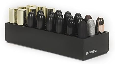 ROVANZA Acrylic 24 lipsticks holder- perfect diplay for liquid lipstick and lip gloss holder- available in many colors (Black)