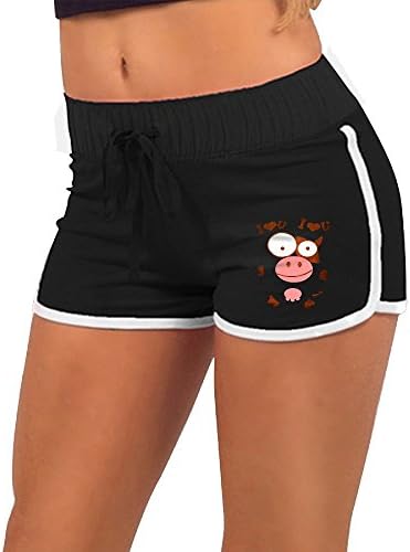DLESWFII I Love Cows Cow Lover Gifts Women's Dolphin Running Yoga Gym Workout Athletic Sport Shorts