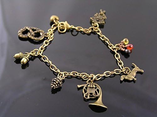 Octoberfest Charm Bracelet, including Cockoo Watch, Genuine Cubic Zirconia, Dachshound and Pretzel Charms