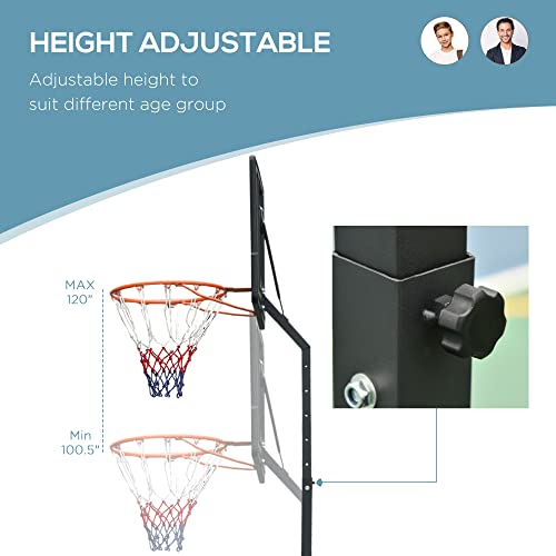 Soozier Portable Basketball Hoop System Stand with 34in Backboard