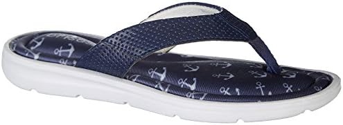 Brisas Womens Zain Anchor Flip Flops 9 Navy/White Anchor