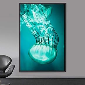 signwin Framed Canvas Wall Art Jellyfish Bedroom Colorful...