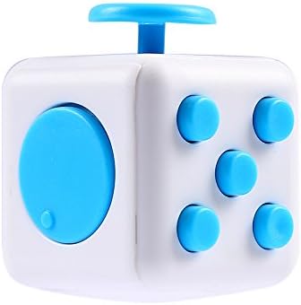 Fidget Cube White Cube/Blue Buttons, Anti-Stress / Anti-anxiety and Depression Ball Prime Quality Toy for Children, Teen, Student, Adult, Finger Dice Stress Reliever for Work, School