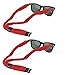 Croakies Kids Cotton Suiter Eyewear Retainer Childrens Glasses Strap | Adjustable Eyeglass and Sunglass Holder | Boys and Girls Sports Use | 2pk Bundle + Cloth, Red