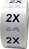 White Round Clothing Size Stickers 2X - Adhesive Labels for Apparel Retail - 500 Total