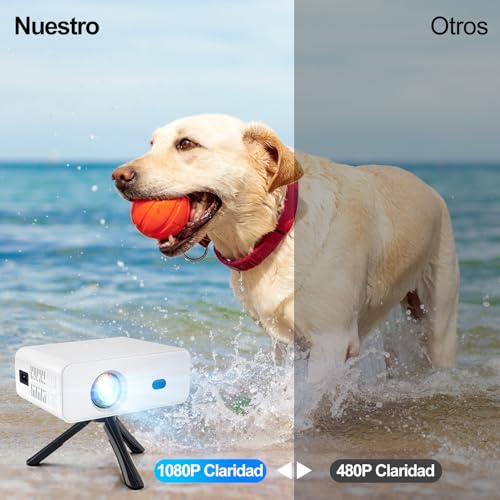 Proyector Portátil Actualizado, Proyectores WiFi Incorporado Sistema 11.0 Mini Proyector Soporte 4K, Bluetooth 5.2 Proyectores con Trípode 2.4G/5G, WiFi 6, Compatible iOS y Android Móvil /PC/PS4/PS5