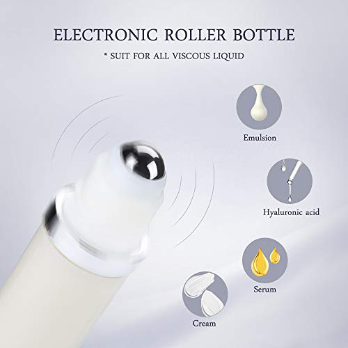 Electronic Refillable Roller Bottle - 10ml Container for Hyaluronic Acid Serum Essence Essential Oil Massage Skin Care Reusable Bottle with Stainless Steel Roller Balls