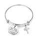 WUSUANED With God All Things are Possible Cross Charms Bracelet Religious Jewelry Inspirational Gift (with god cross bracelet)