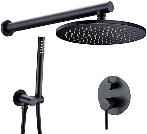 Homili Modern Wall Mounted Rain Shower System& Handheld Shower Set Solid Brass in Black