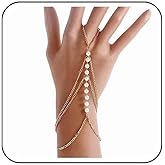 Ximdble Vintage Layered Pearl Finger Ring Bracelet Gold Pearl Slave Bracelet Pearl Ring Wrist Bracelet Boho Pearl Chain Bracelet Pearl Slave Hand Harness Chain Bracelet Jewelry for Women