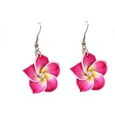 Hawaiian Plumeria Rubra Dangle Earrings Bohemia Tropical Flower Dangle Earrings Luau Beach Party Accessories for Women Jewelry