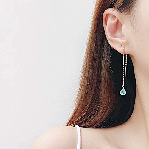 Fashion Elegant 925 Sterling Silver Drop Earrings Colorful Droplet Dangle Threader Earrings For Women