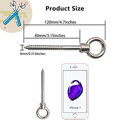 Stainless Steel Eye Screws, Durable Eye Hooks Screw in Heavy Duty, Eye