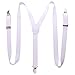JINIU Mens Suspenders Elastic Braces Y-Shape With Strong Clips Heavy Duty 1 Inch Wide Solid White