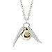 Megrez Golden Snitch Angel Wings Golden Bronze Pearl Necklace 2Pcs
