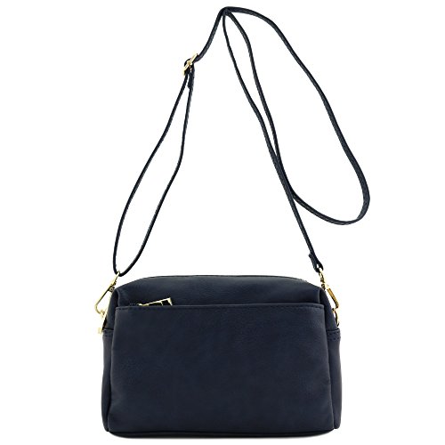 Triple zip small crossbody bag (navy)