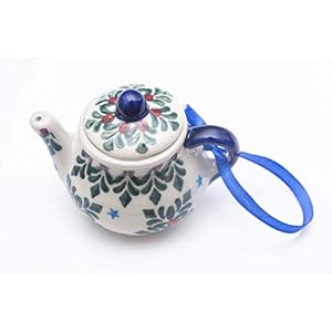 Manufaktura W Boleslawiec Polish Pottery Hand-Painted Teapot Ornament Blue Stars