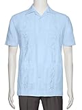 Gentlemens Collection Mens Guaybera Shirt - Embroidered Light Blue X-Large