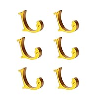 Ufunny Aluminum Single Color Hook Hat Coat Robe Door Wall Hook Hanger Pack of 6 (Glod)