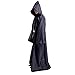 WESTLINK Hooded Robe Cloak Knight Cosplay Costume Cape - New Version - Bigger Cape (Double Cloth) with Strings Black