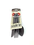 Portable Camping Cutlery Set - Light Weight and Sturdy - Compact and Easy To Store - 3 Piece Set Includes a Fork, Knife, and Spoon - Comes With Metal Carabiner
