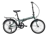 EuroMini ZiZZO Heavy Duty-300 lb. Load Limit - Forte 29 lbs Folding Bike-Lightweight Aluminum Frame, Genuine Shimano 7-Speed Gears, 20