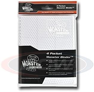 (1) Holofoil White with White Pages Monster Protectors 4 Pocket Page Binder Album Card Holder for Yu-gi-oh, Pokemon, Magic the Gathering, Baseball, and Basketball Sports Trading Cards
