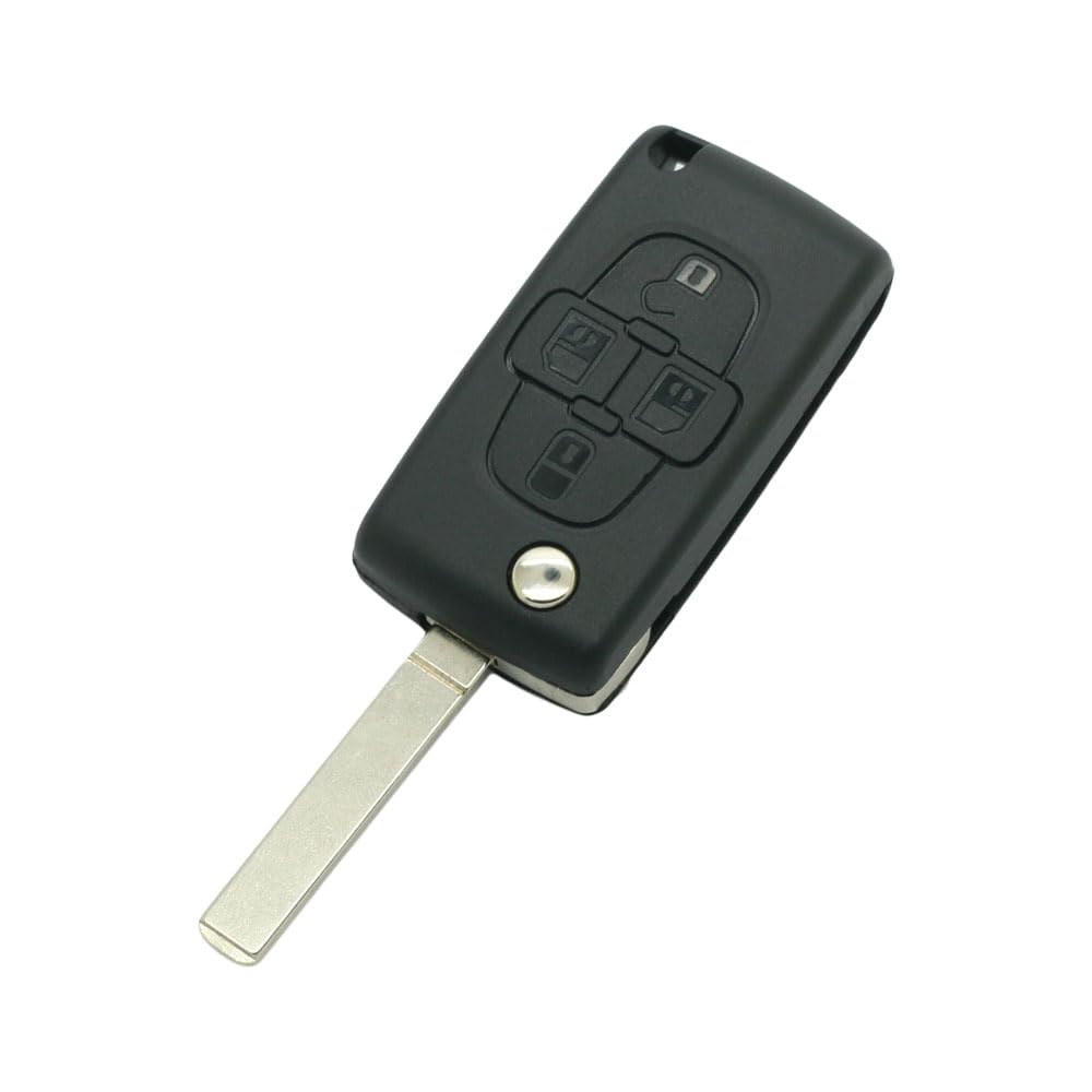 BROVACS Replacement Key Shell CE0523 Type VA2 Blade Compatible with PEUGEOT 1007 807 CITROEN C8 4 Button Keyless Entry Flip Remote Key Case Fob SS316