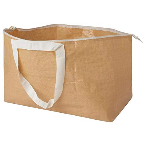 IKEA SLUKIS Carrier Bag, Large, beige71 l, This Carrier Bag with a Zipper Keeps Your Things Safely stored and Protected from dust. It is Also Easy to Carry Thanks to its Short and Long Handles.