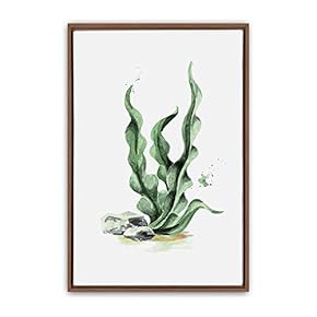 Framed Canvas Wall Art Green Leaves Canvas Prints Home Artwork Decoration for Living Room,Bedroom - 16x24 inches
